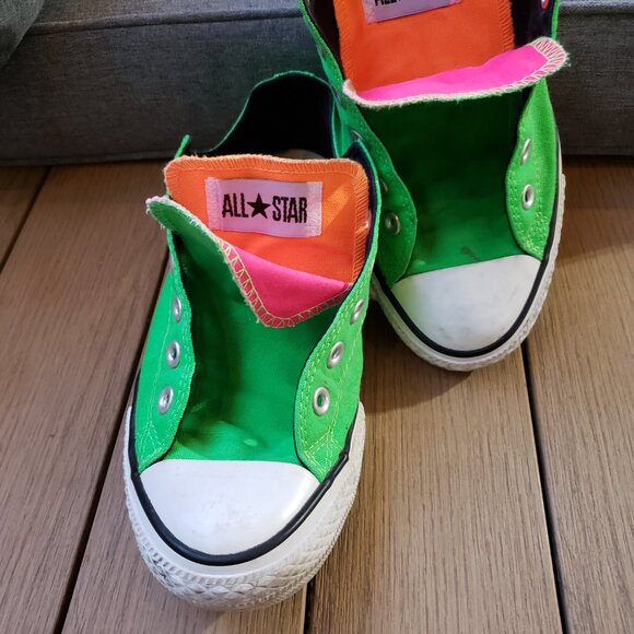 EUC CTAS Converse Neon Verdant Green, Double Tongue 107211F (8M - 10W) KICKS - Picture 2 of 9